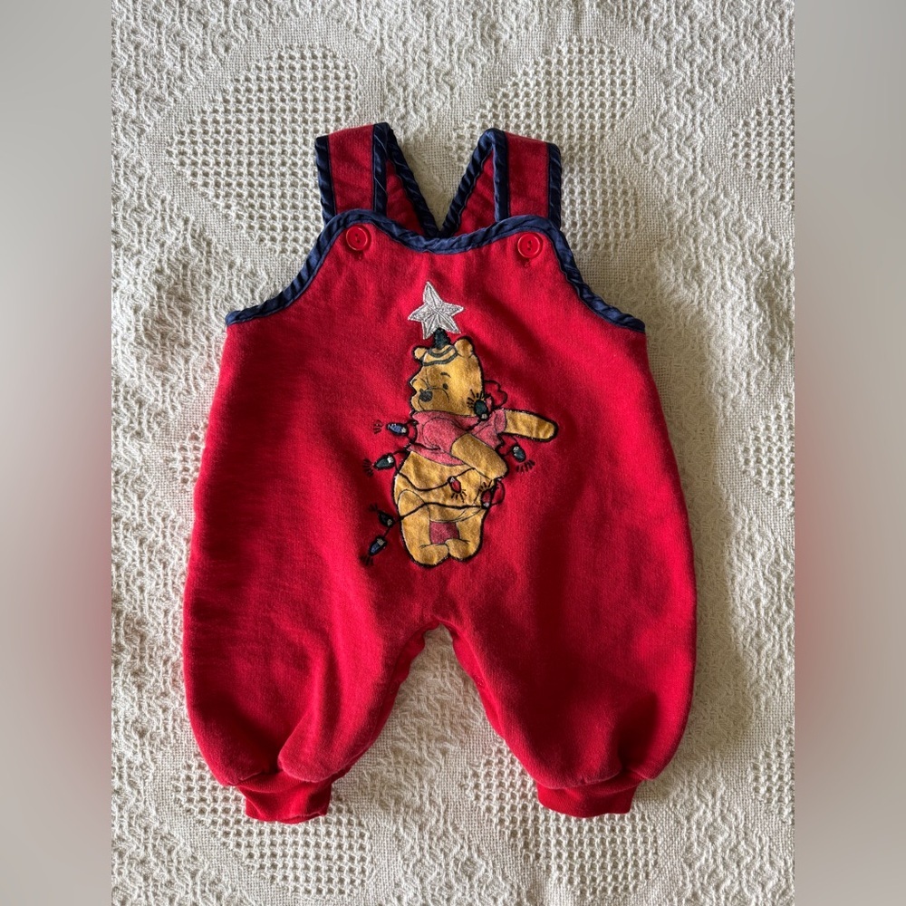 Vintage Winnie the Pooh Christmas Overalls 3/6 months